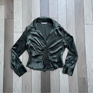 Zara Deep Green Satin Top